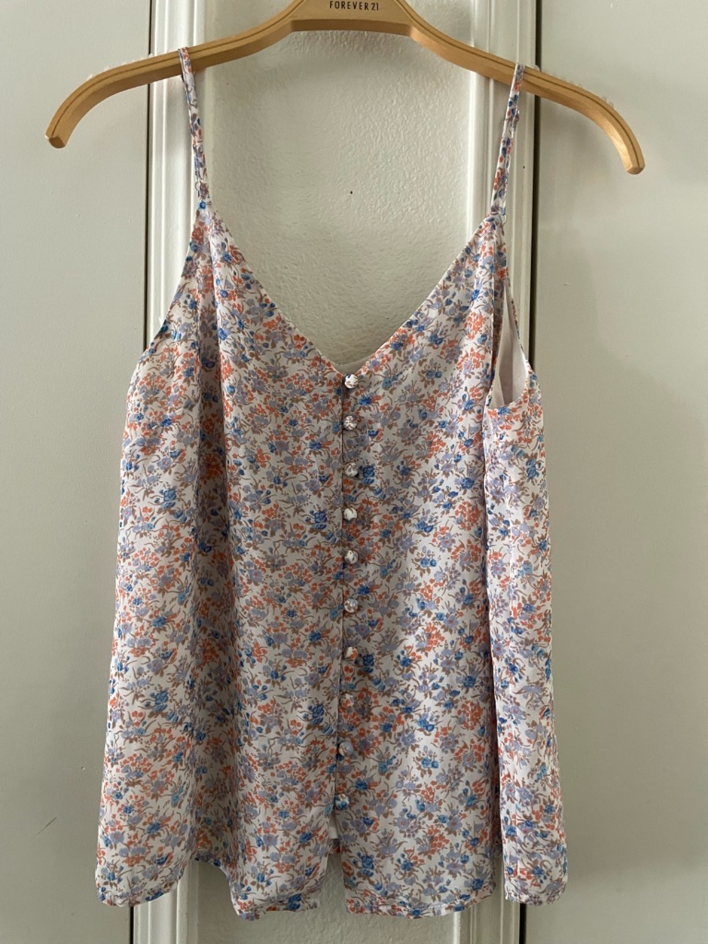 Antropologie Frank and Oak Floral-Print Button-Up Slip Cami in Blue - Picture 2 of 3